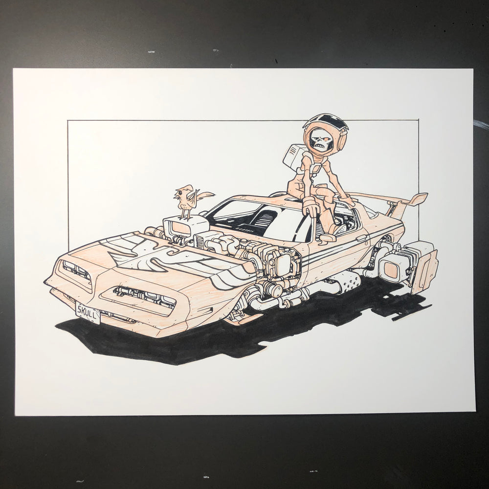 Skull Chaser Firebird Drawing